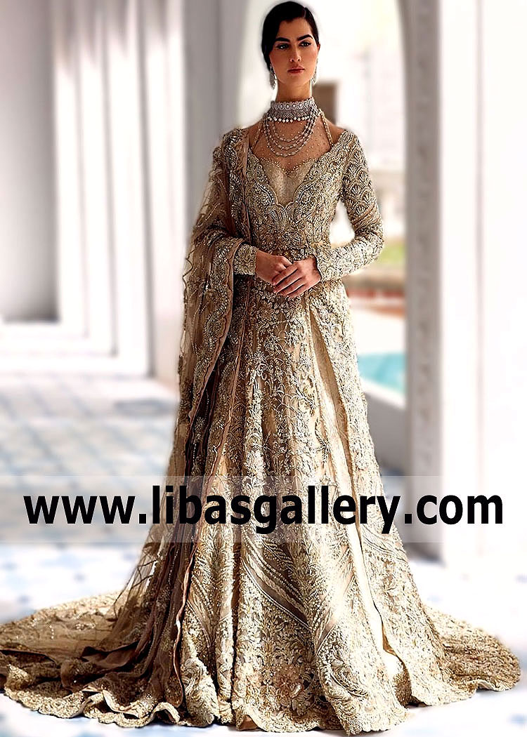 Latest Best Wedding Gown for Reception Sana Yasir Bridal Walima Dresses Designs UK USA Canada Australia