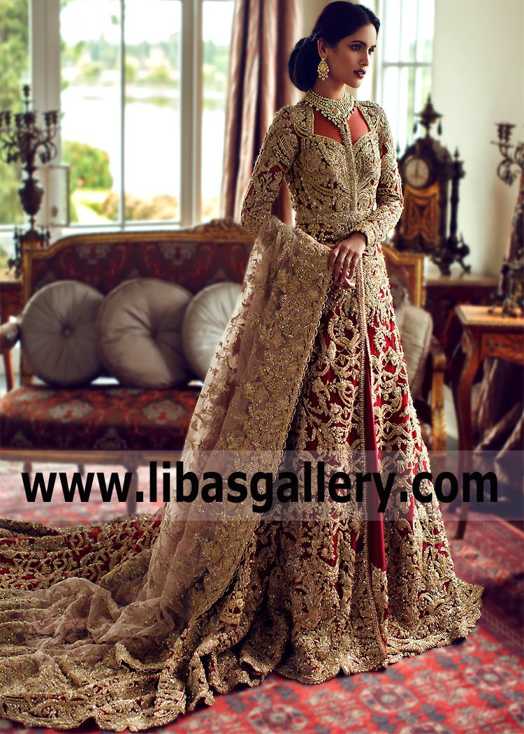 Pakistani Bridal Maxi Lehenga Dresses Sana Yasir Bridal Maxi With Lehenga Uk Usa Canada Australia 