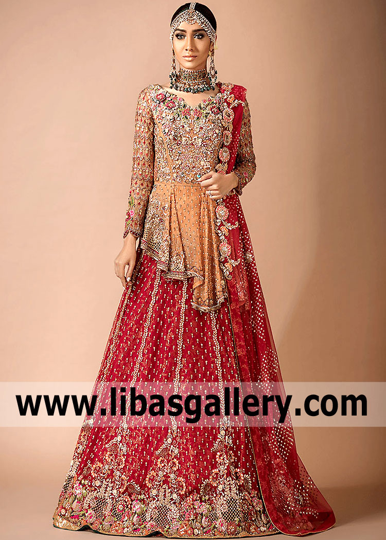 Alishba & Nabeel Wedding Dresses Designer Peplum Wedding Dresses for Brides UK USA Canada Australia