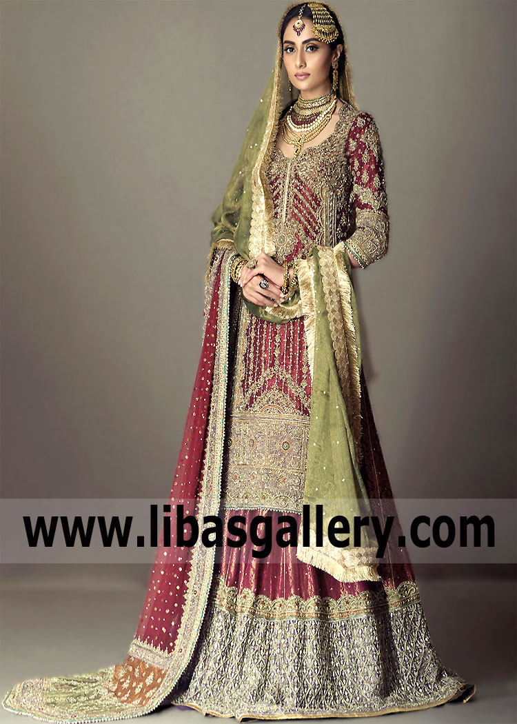 Gold Bridal Lehenga Choli Chunri Designer Nikah Wedding Lengha Velvet Dress  Sari | eBay