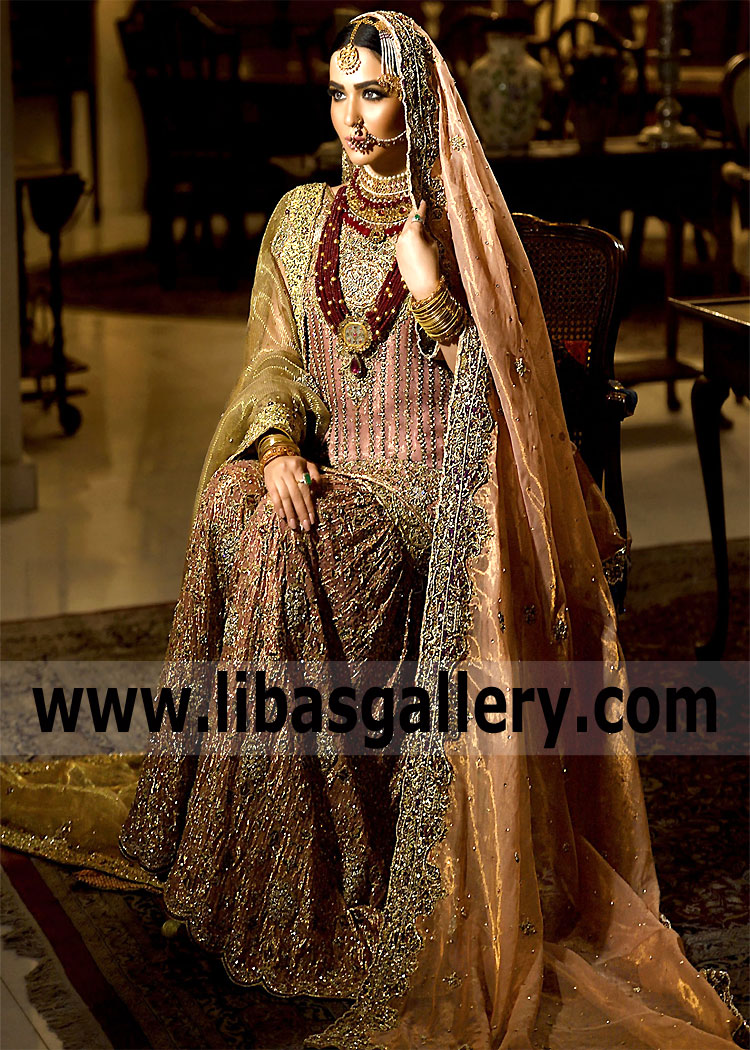 Rose Gold Felicity Lame Bridal Gharara