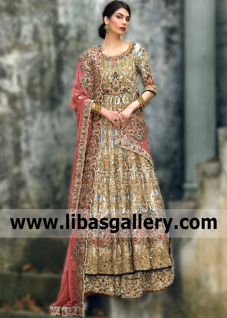 Latest Bridal Wear Pakistani Bridal Dresses UK USA Canada Australia Mehdi Anarkali Bridal Dresses