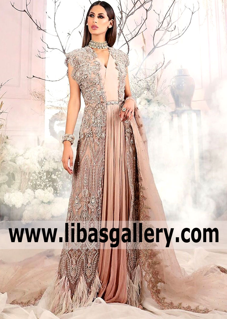 Blush Mimosa Fully Embellished Floor-Sweeping Gown