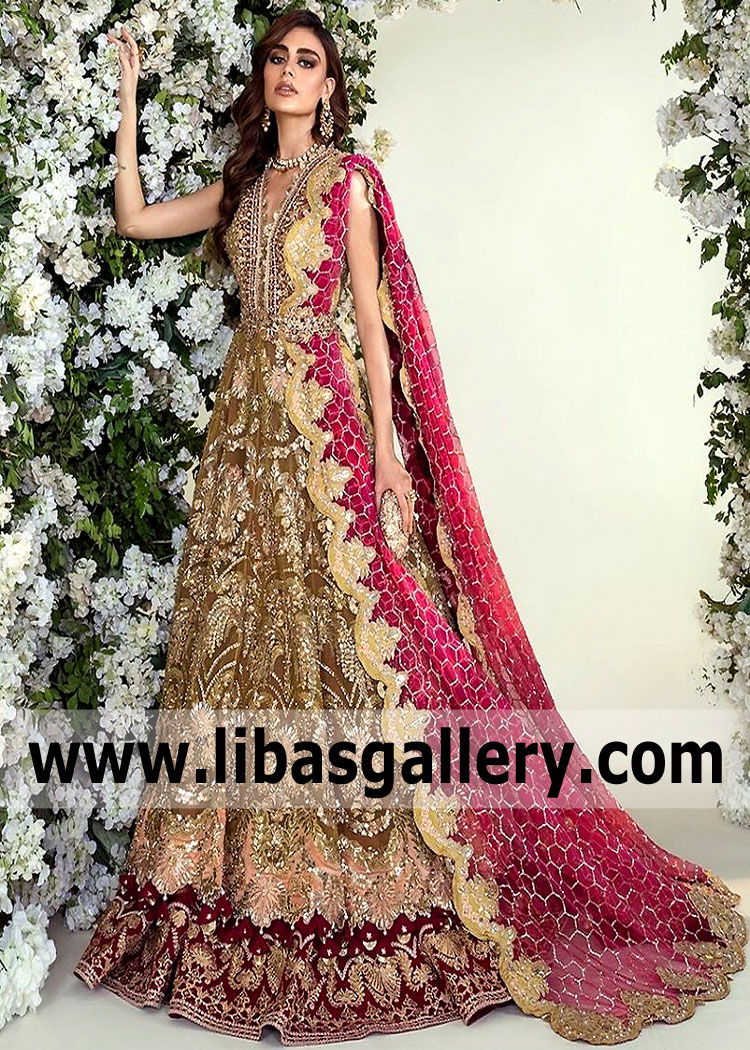 Pakistani Designer Sana Safinaz Dresses for Engagement Bride in UK, USA, Canada, Australia