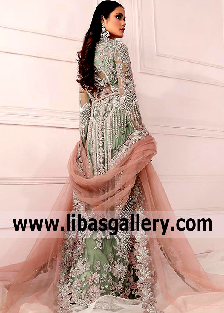 Moss Green Monstera Anarkali Maxi