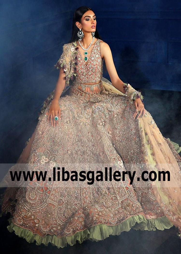 Peach Pink Brunia Walima Bridal