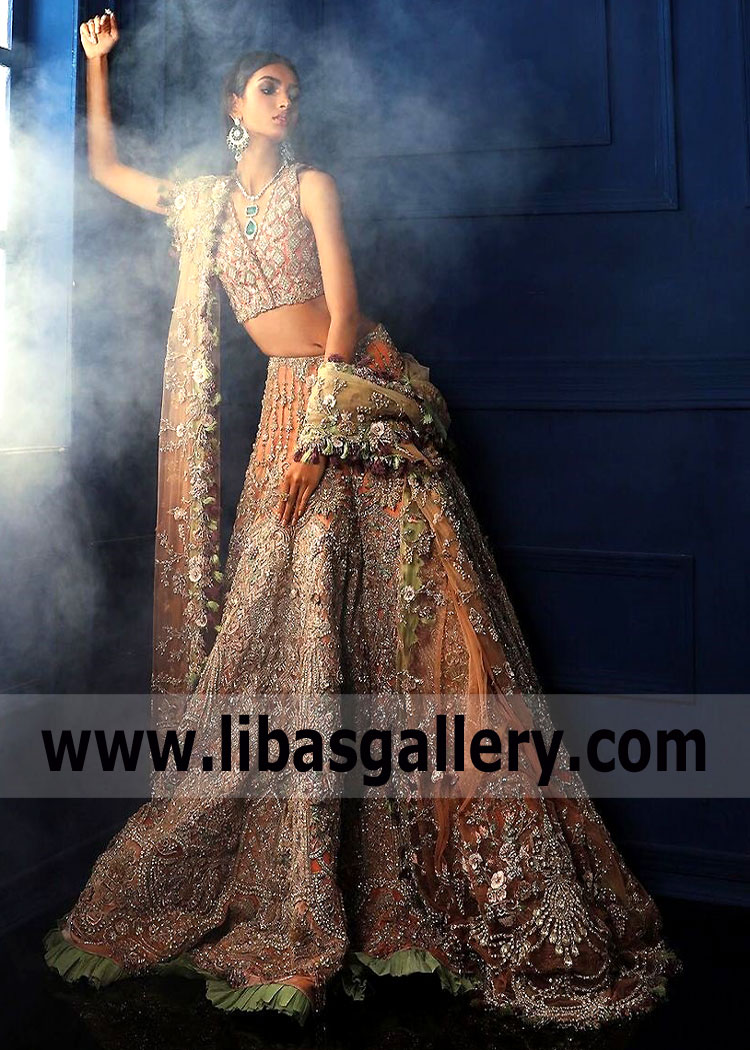 Peach Pink Brunia Walima Bridal