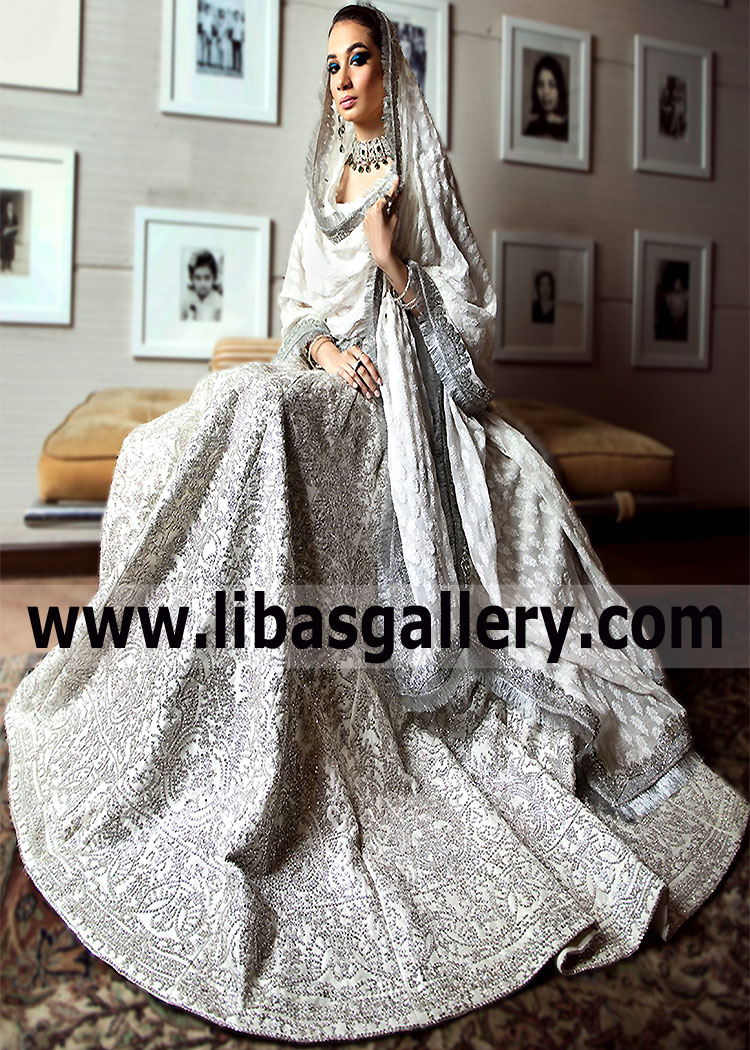 HSY Designer Lehenga for Wedding Party Hassan Sheheryar Yasin Wedding Guest Off White Lehenga Designs