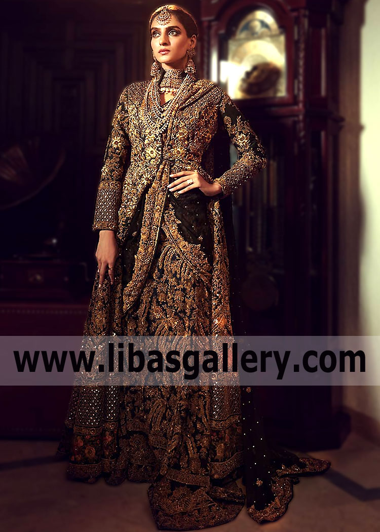 HSY Hassan Sheheryar Yasin Reception Gown UK USA Canada Australia Black Reception Dresses