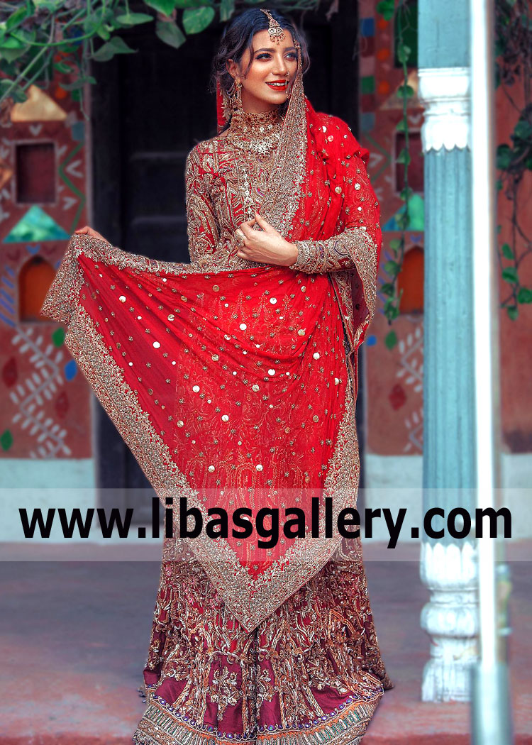 HSY Red Wedding Lehenga Red Lehenga Designs UK USA Canada Australia Barat Rukhsati Lehenga