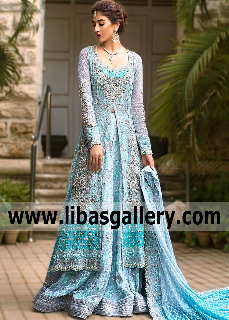 Cyan Thistle Centaurea Walima Bridal Dress