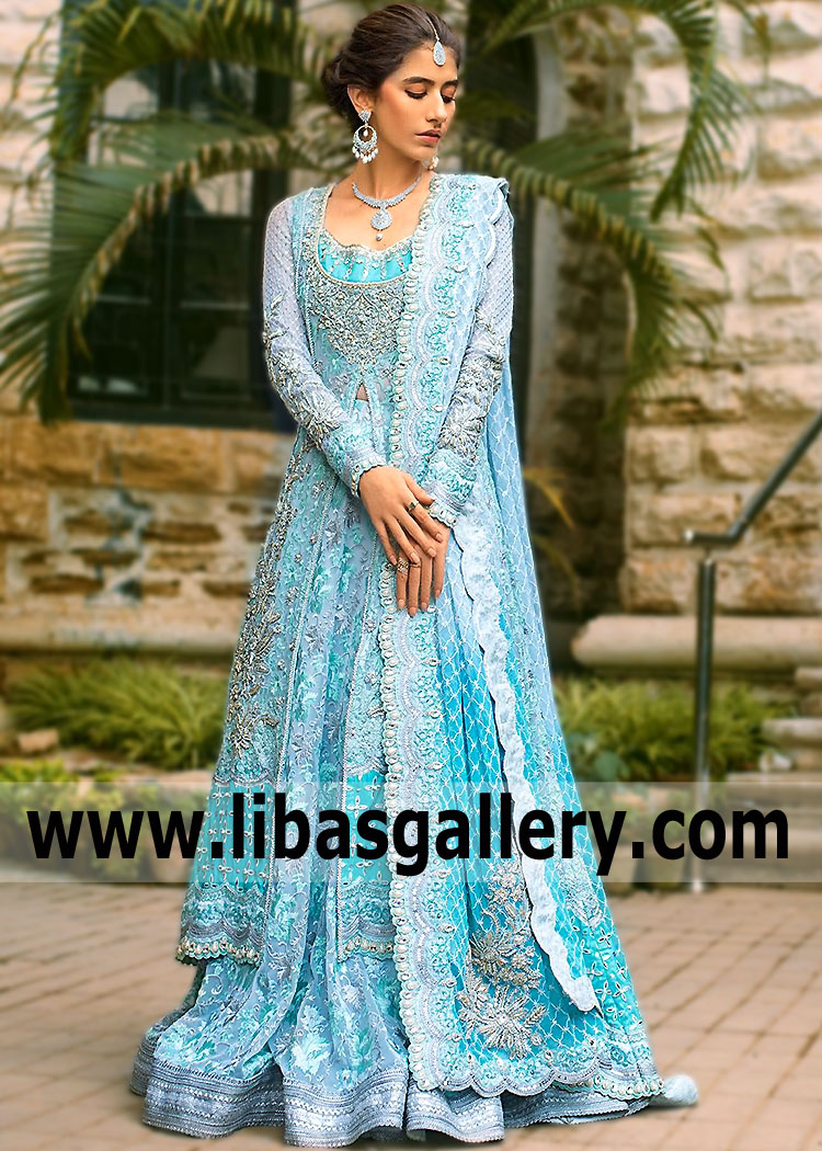 Cyan Thistle Centaurea Walima Bridal Dress