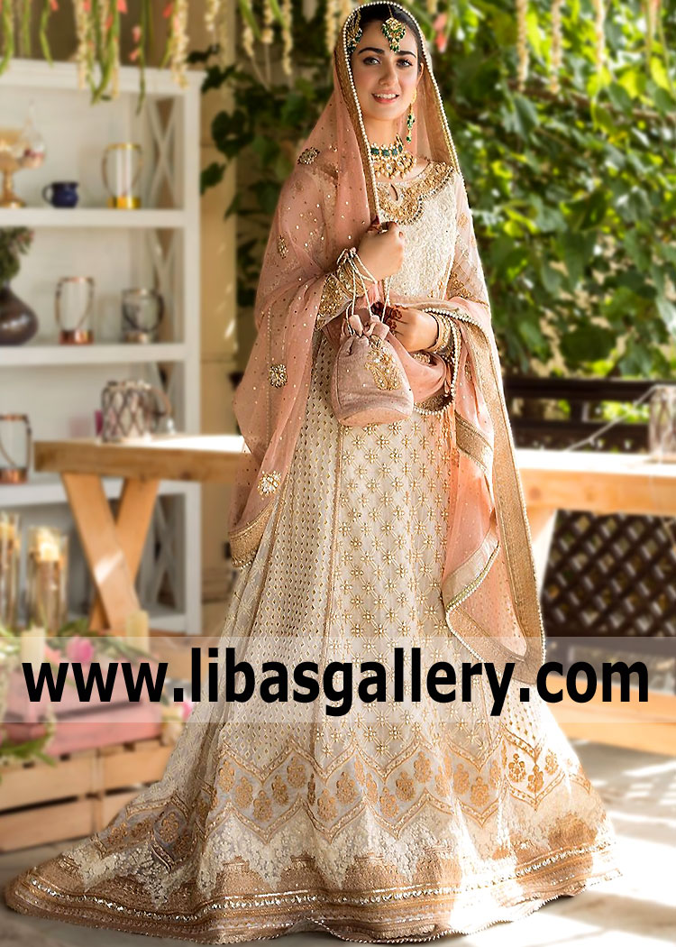 Off White Heartease Nikah Pishwas Dress