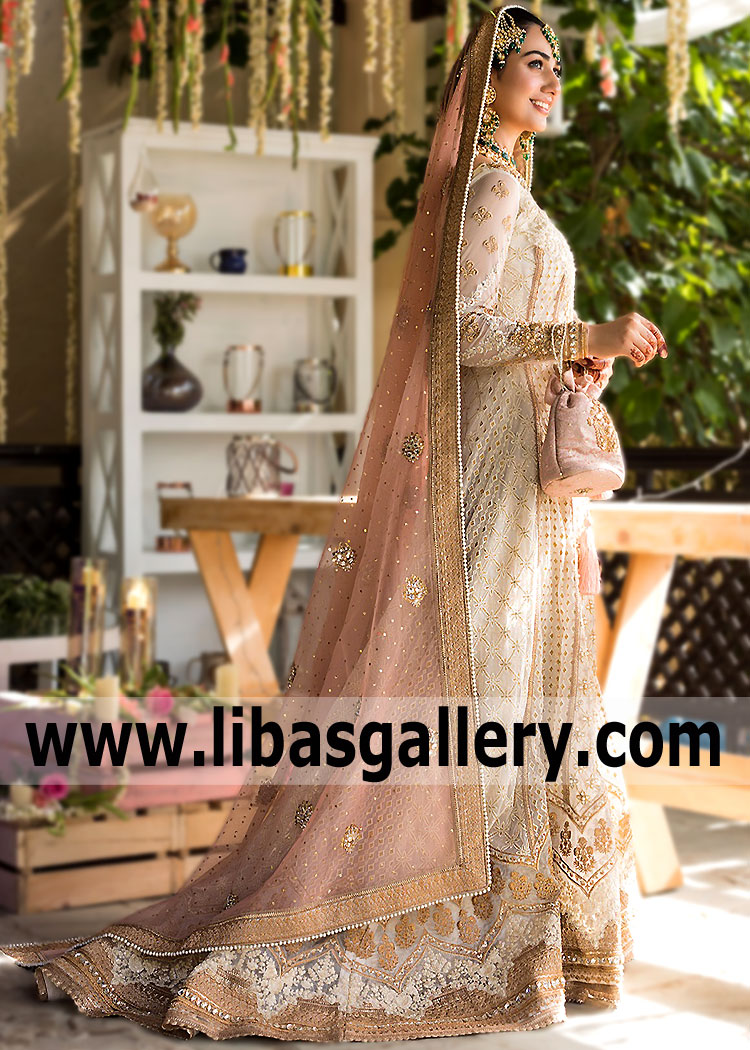 Off White Heartease Nikah Pishwas Dress