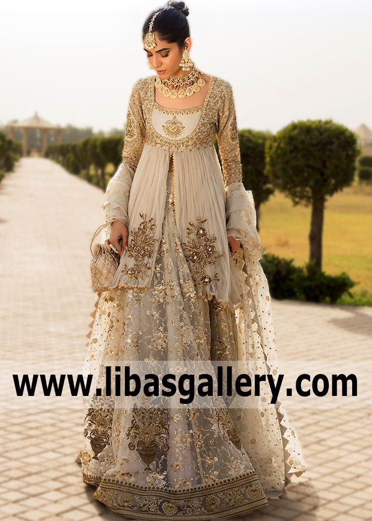 Cosmic Latte Erica Lehenga for Nikah Ceremony