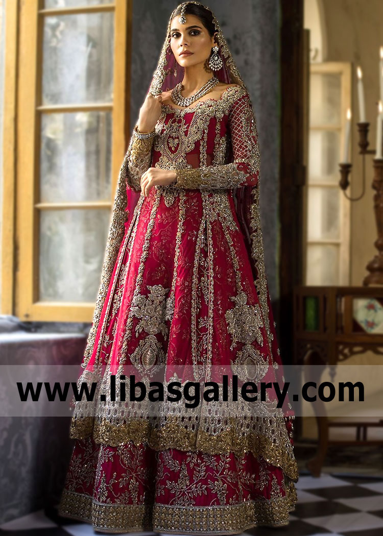 Hollywood Cerise Crinum Barat Dress