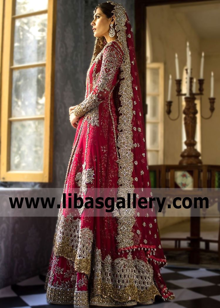 Hollywood Cerise Crinum Barat Dress