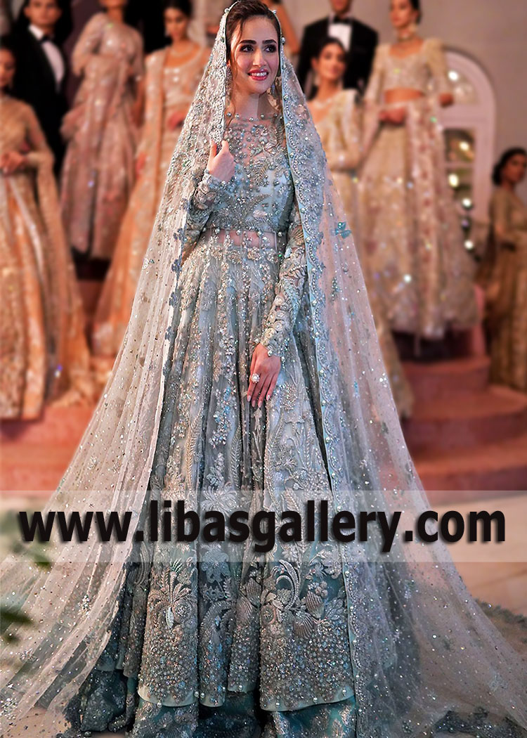 Stunning Blue Ombre Bridal Gown with Glorious Embellishments