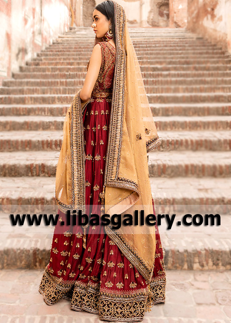 Red Gold Clover Traditional Lehenga Choli