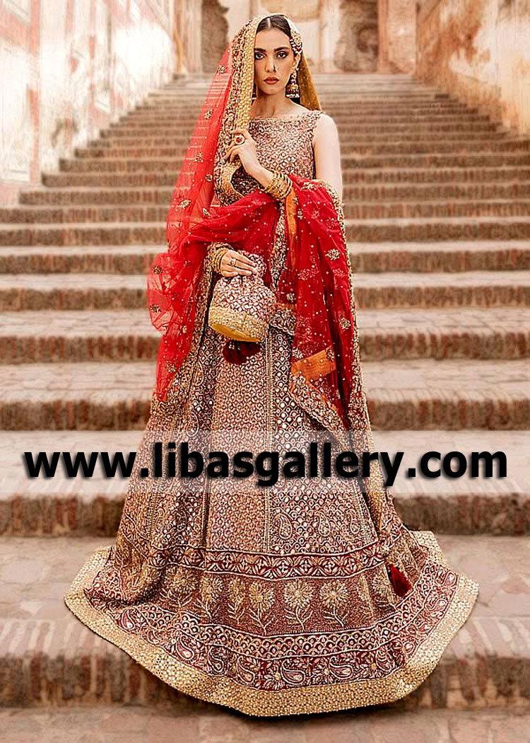 Lajwanti Red Bridal Dresses Kingston London UK Traditional Red Bridal Lehenga Designs