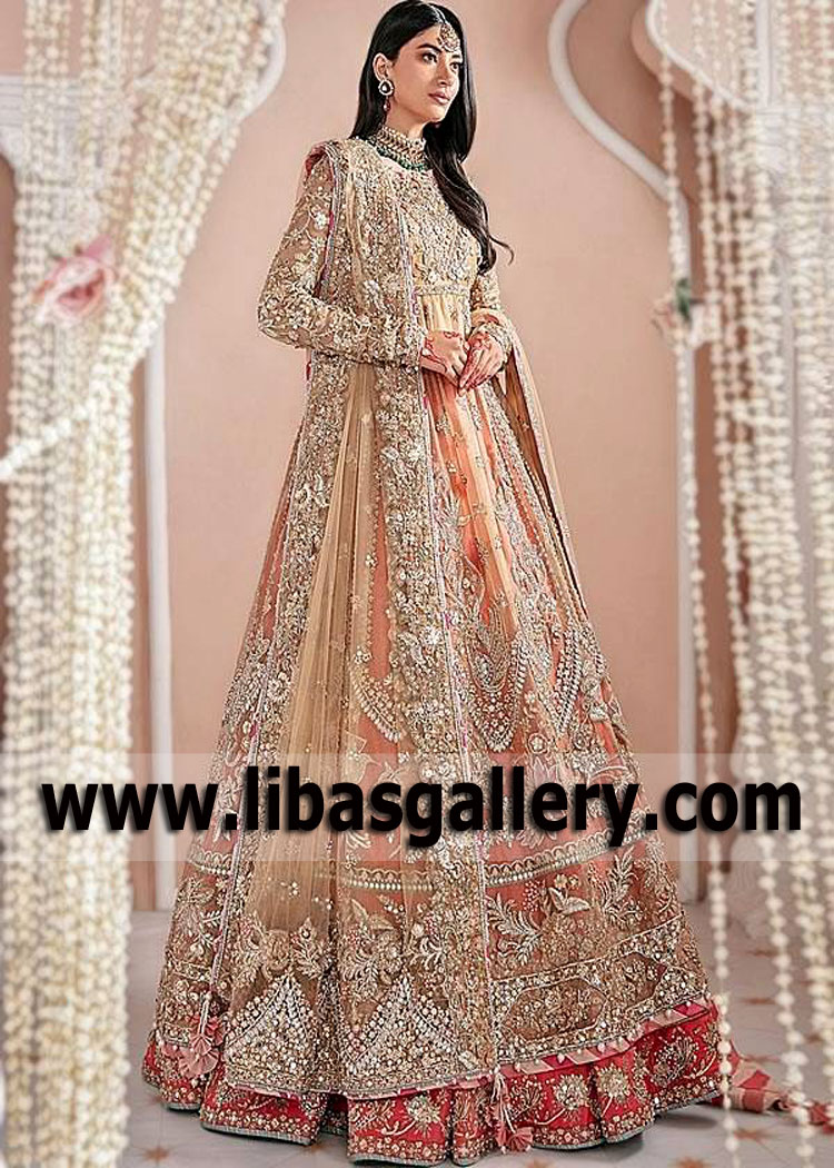 Tan Jasper Bloom Luxurious Bridal Lehenga