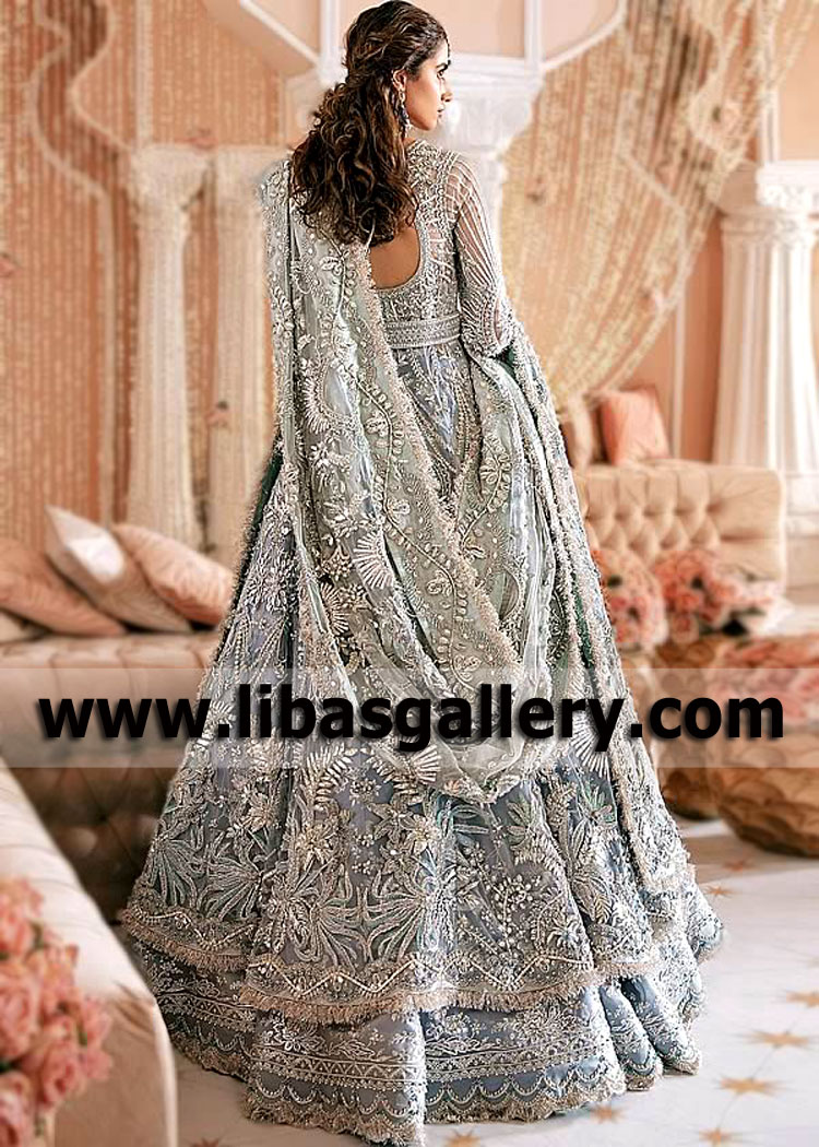 Cambridge Blue Best Wedding Maxi with Puffy Lehenga