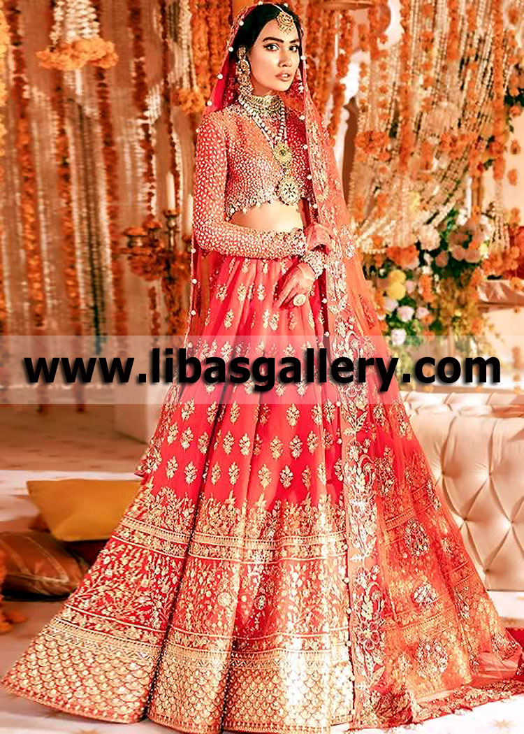 Traditional Red Bridal Dresses Oslo Lillestrom Skedsmo Norway Zaha Bridal Lehenga Choli Pakistan