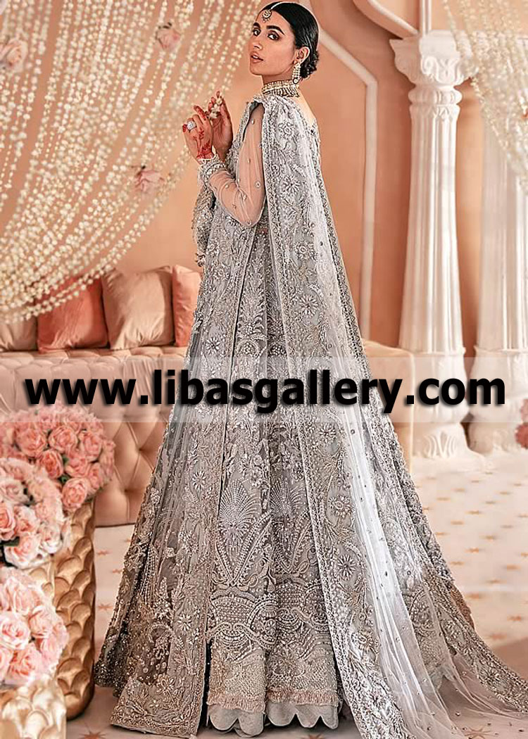 Silver Fleur Wedding Anarkali for Reception