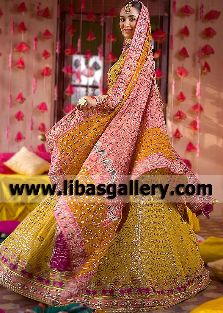Saffron Wedding Dress for Mehndi or Mayoon