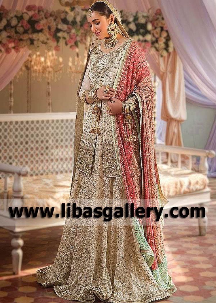 Off White Recherche Bridal Lehenga Dress for Nikah