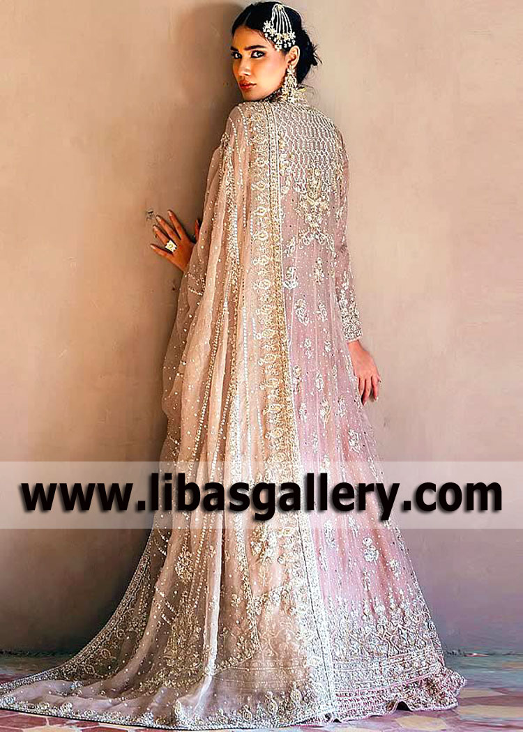 Mauve Grey Crocus Angrakha Walima Bridal