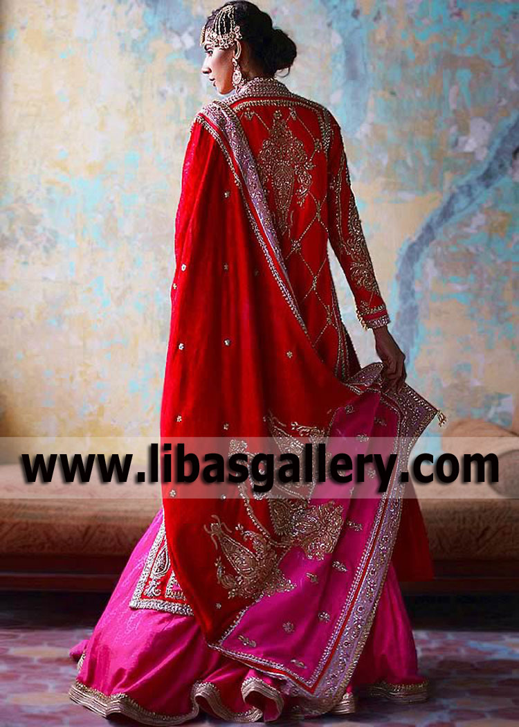 Red Ruby Dahlia Wedding Lehenga Designs