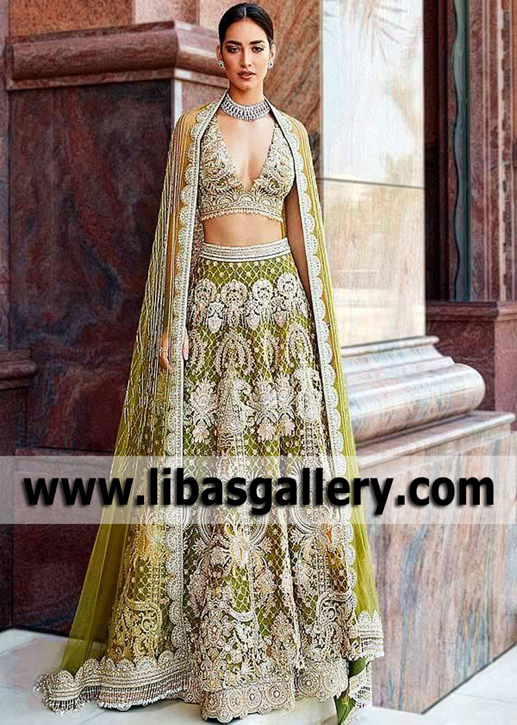 Moss Green Jamaica Bridal Lehenga Choli