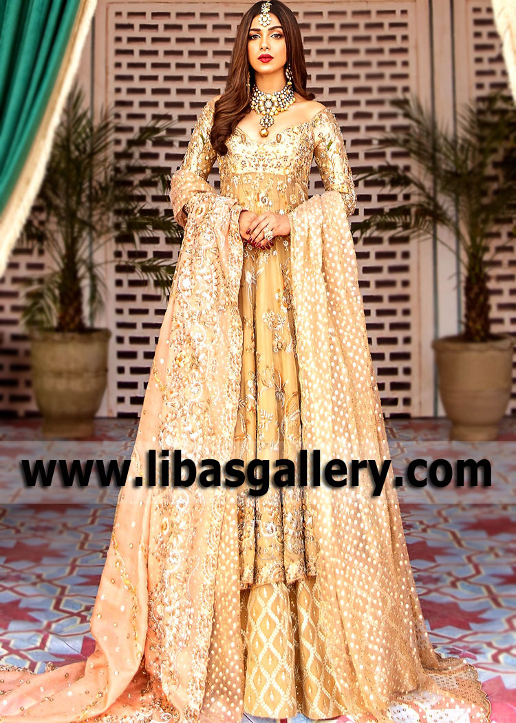 Light Gold Magnolia Walima Bridal Dress
