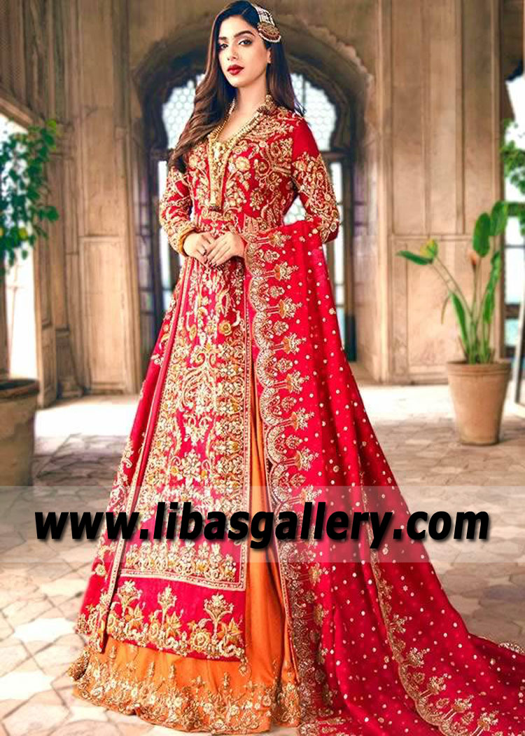 Impeccable Red Bridal Dress for Barat, Spectacular Prices Pakistani Bridal Dress for Barat