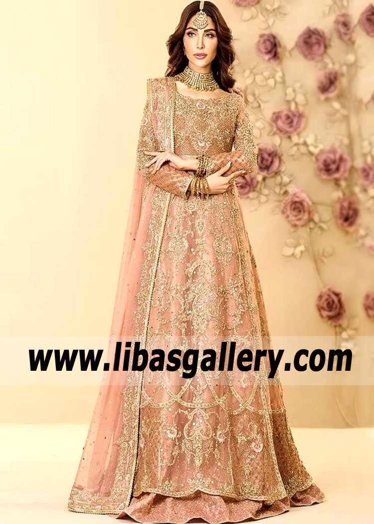 Designer Mehdi. Bridals Pishwas with Lehenga - Pakistani Wedding Dresses online UK USA Canada