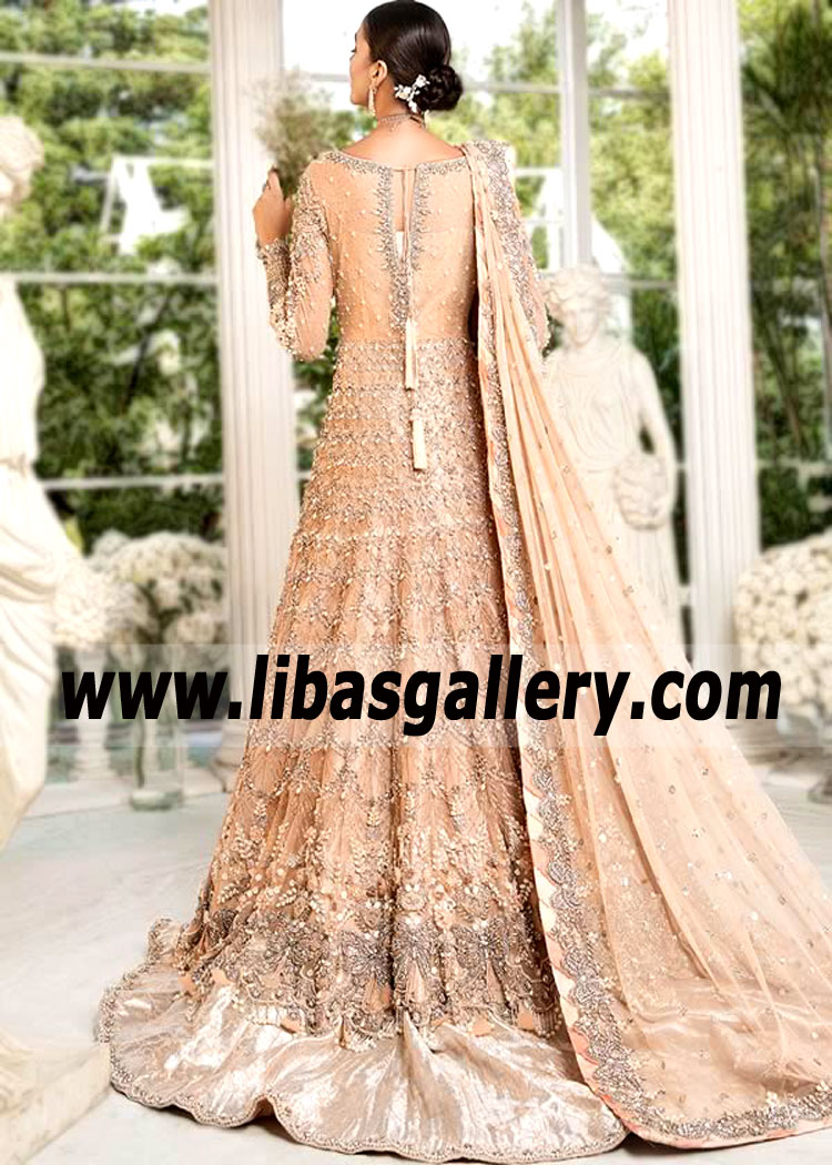 Apricot Jillian Reception Anarkali Lehenga