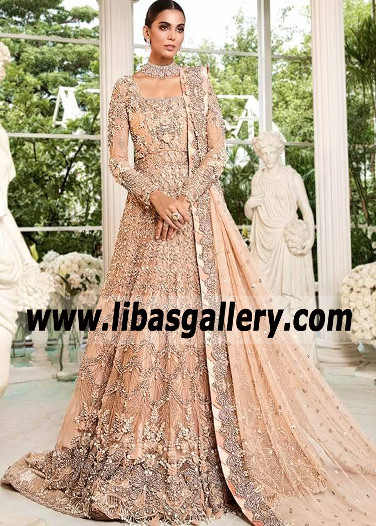 Apricot Jillian Reception Anarkali Lehenga