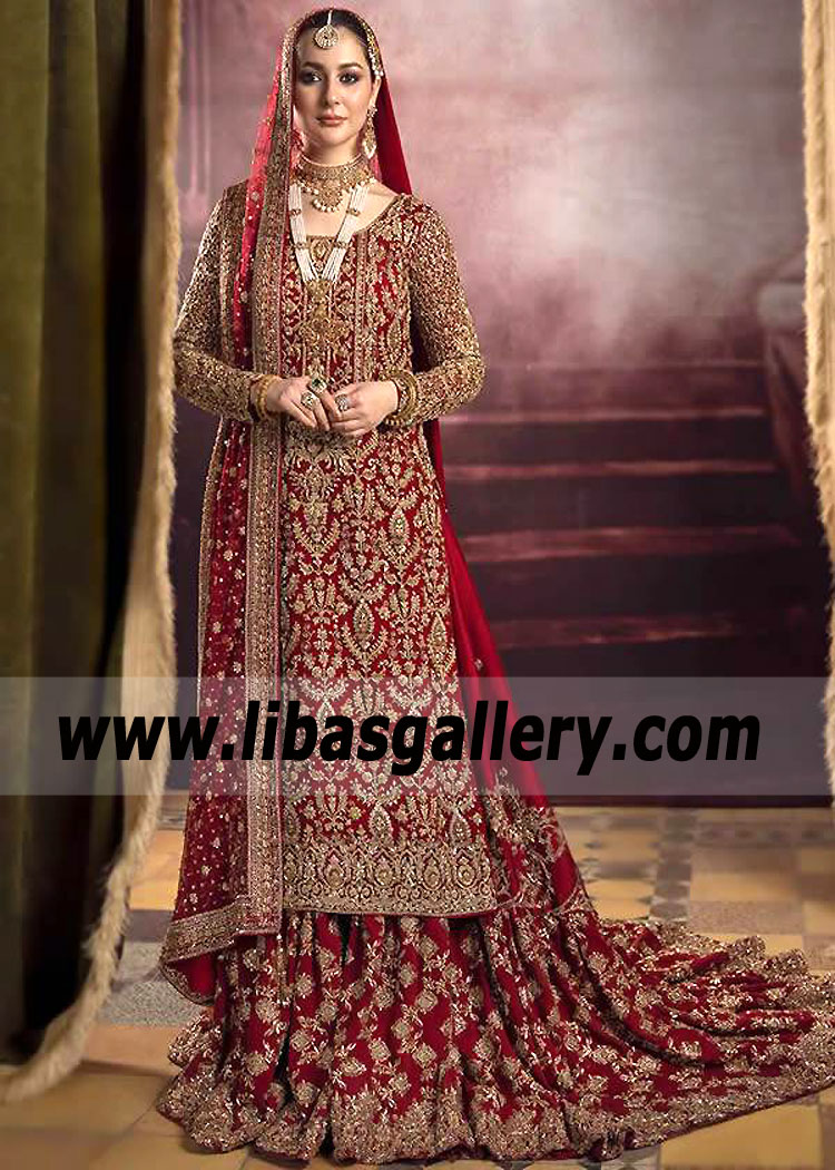 Carmine Dicentra Bridal Wear Lehenga
