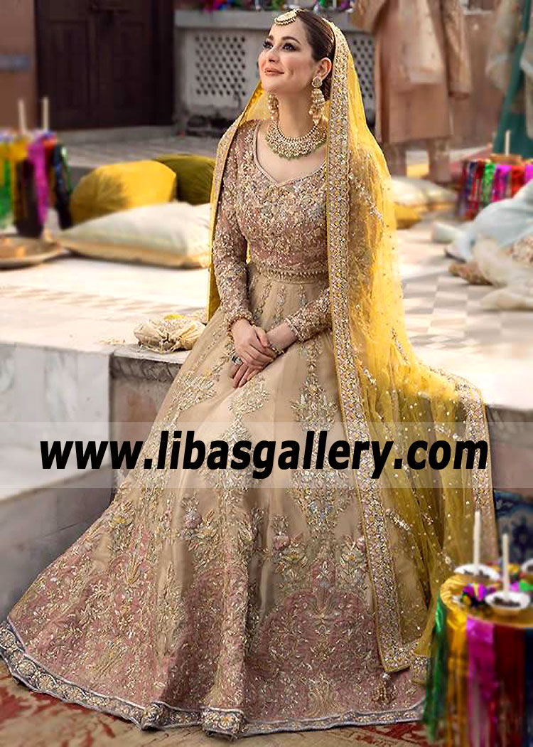 Redwood Khaki Gardenia Wedding Reception Lehenga Dress