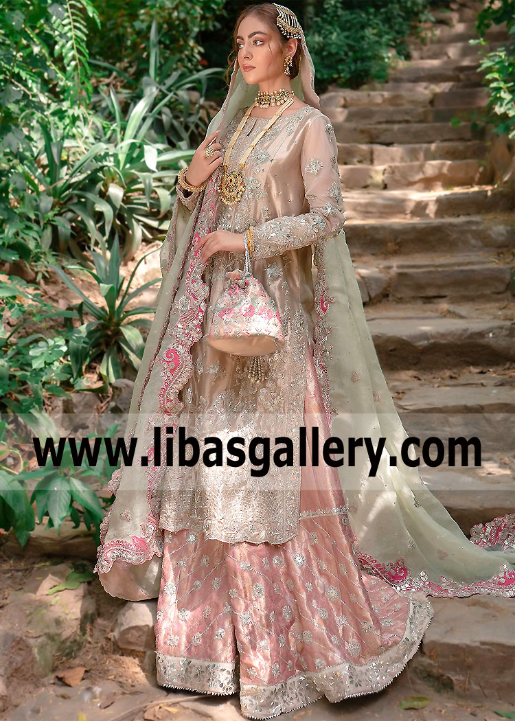 Tea Pink Lilium Bridal Lehenga