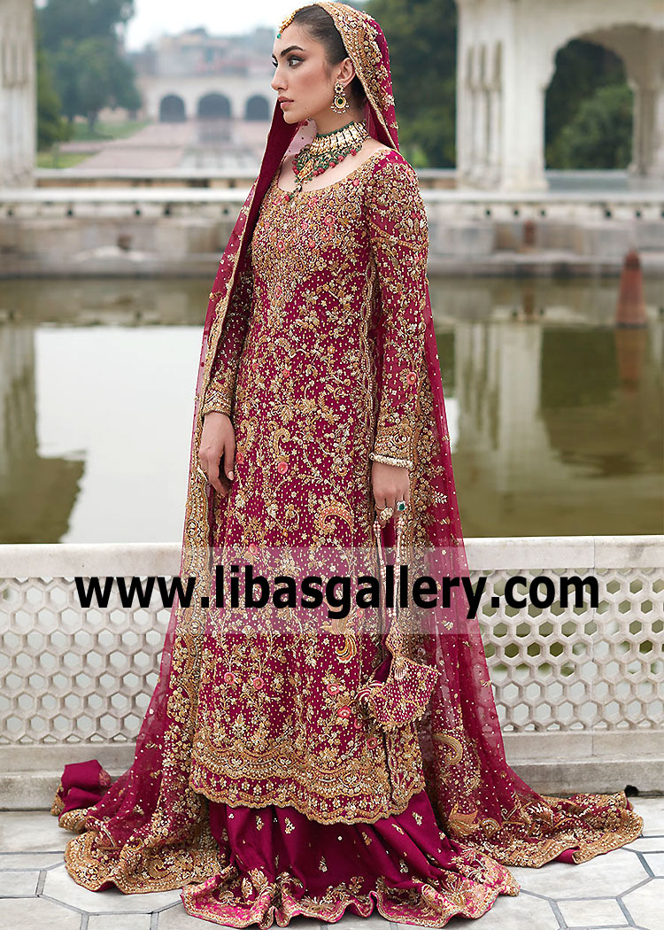 Brick Red Lily Bridal Wear Lehenga