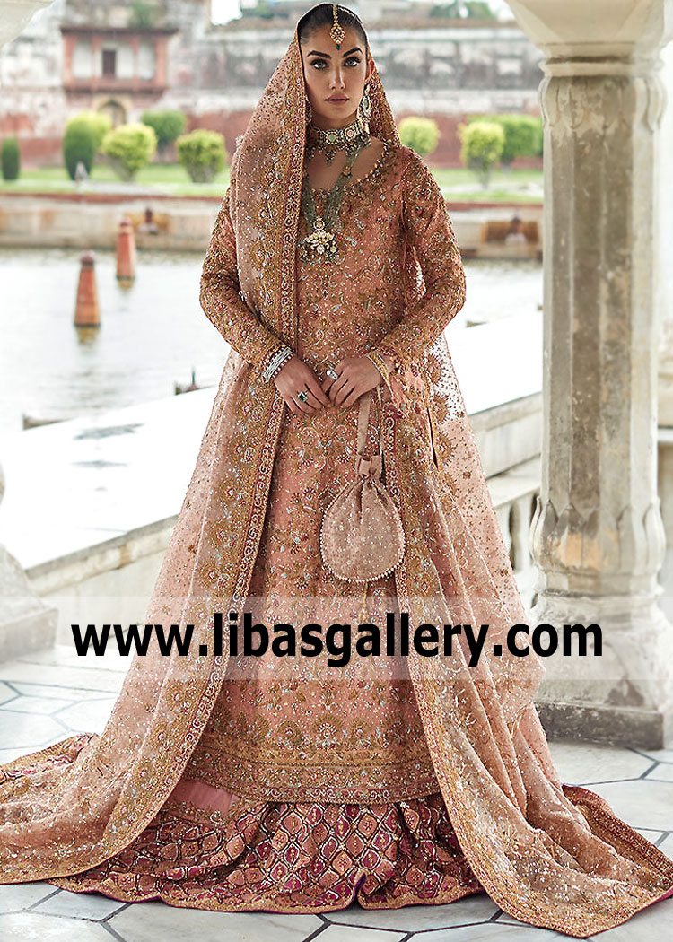 Desert Peach Strobus Bridal Wear Lehenga