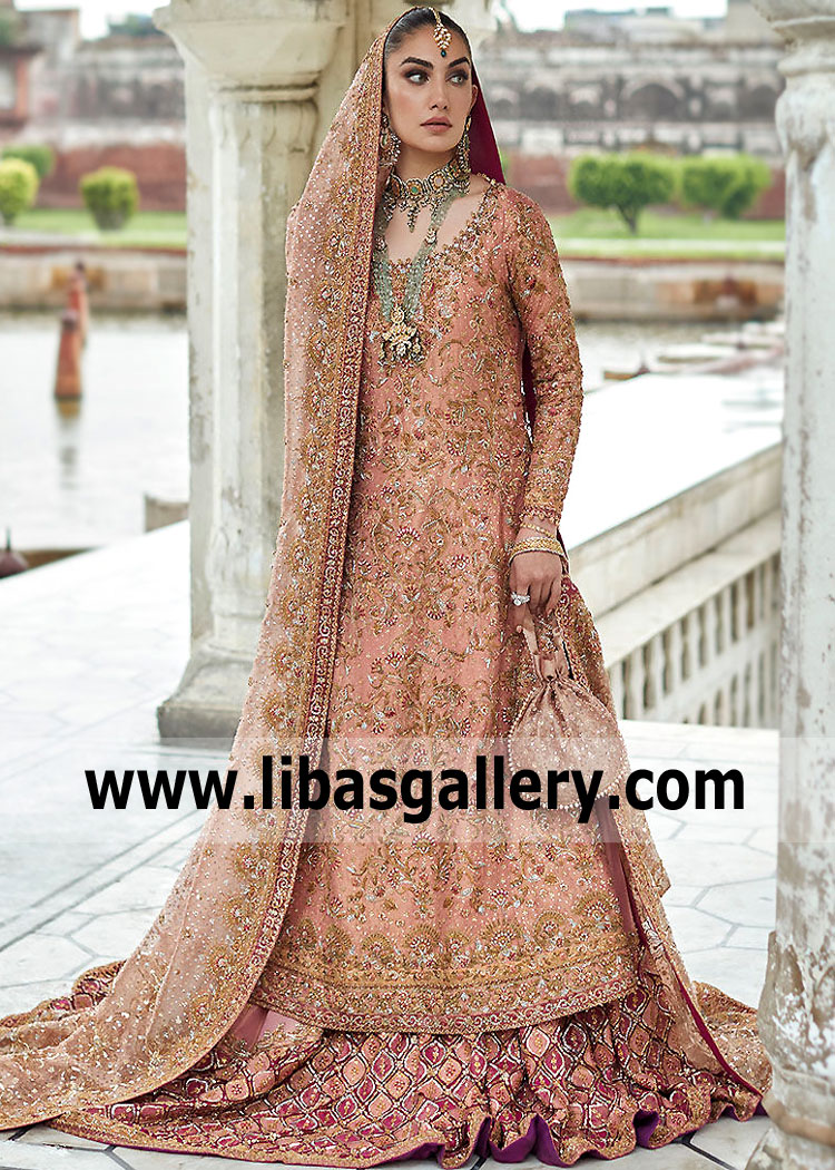 Desert Peach Strobus Bridal Wear Lehenga