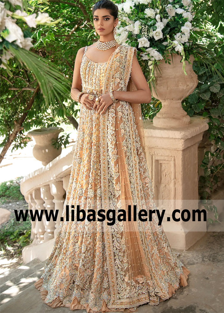 Peach Orange Bloom Modern Gown