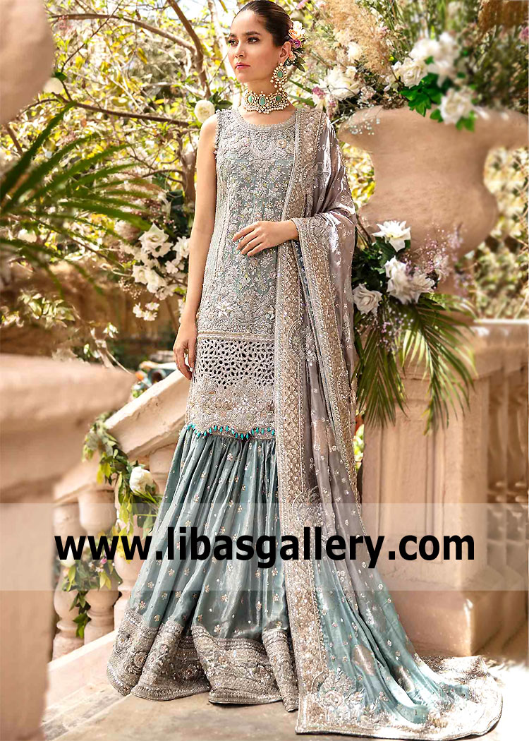 Turquoise Strobus Bridal Gharara Dress