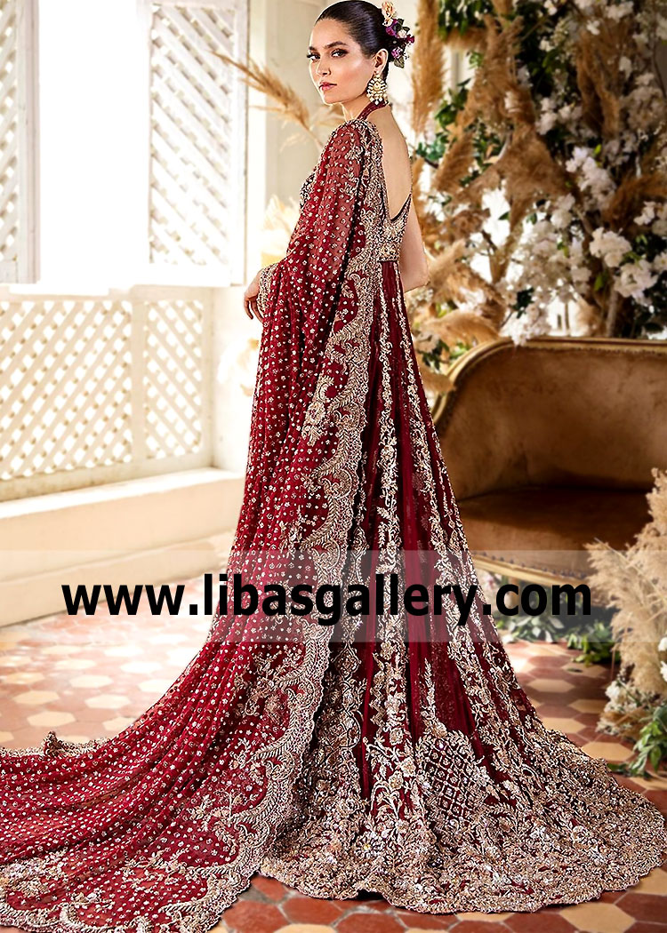 Ruby Red Vladiyan Wedding Pishwas Design