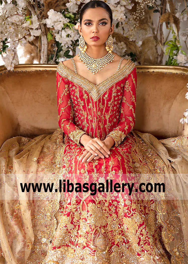 Red Strobus Embellished Bridal Dress
