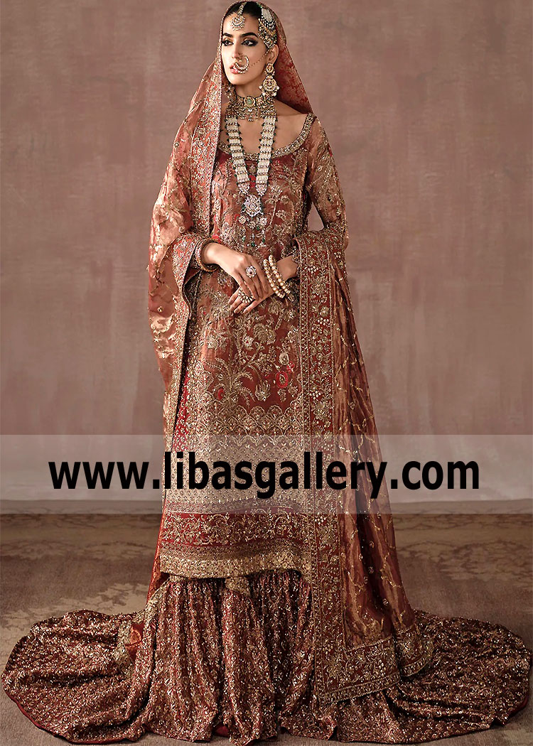 Garnet Lily Bridal Dress Farshi Gharara