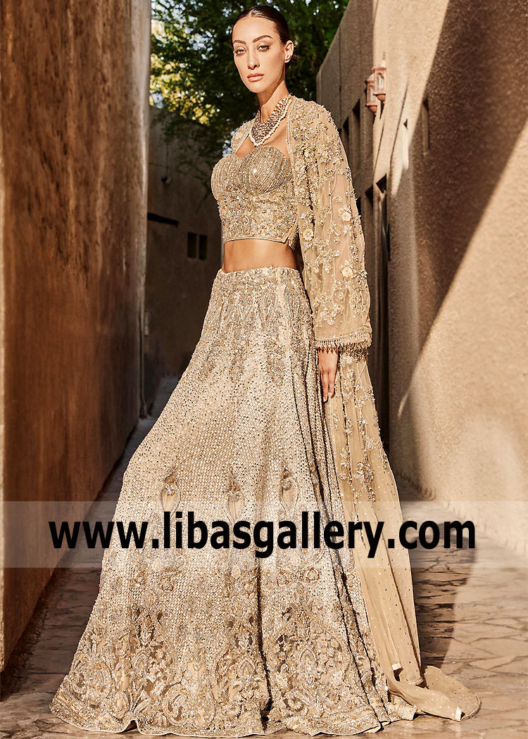 Pale Gold Magnolia Bridal Lehenga